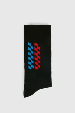 Shop boohooMAN Embroidered Racing Point Sock black