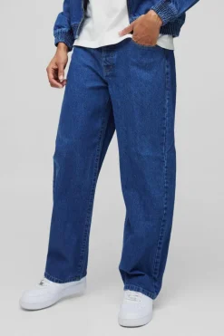 New boohooMAN Embroidered Relaxed Fit Jeans mid blue