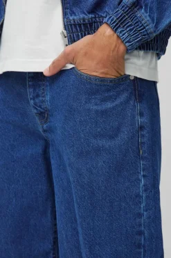 New boohooMAN Embroidered Relaxed Fit Jeans mid blue