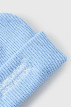 Online boohooMAN Expedition Collection Embroidered Beanie In blue