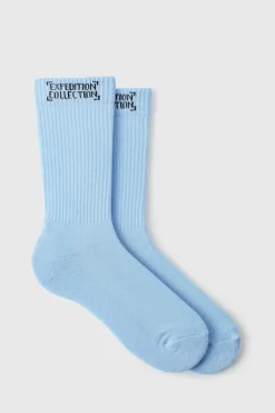 Cheap boohooMAN Expedition Collection Socks In blue
