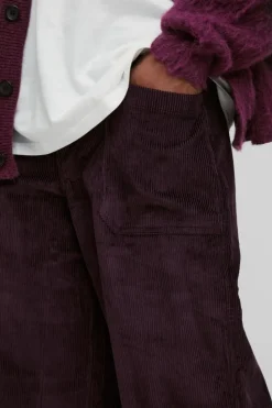 Hot boohooMAN Extreme Baggy Corduroy Trouser plum