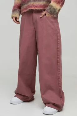 Online boohooMAN Extreme Baggy Fit Washed Jeans mauve