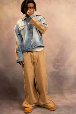 Clearance boohooMAN Extreme Baggy Rigid Double Layered Jeans stone
