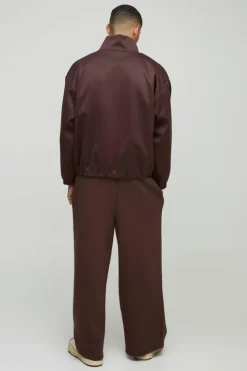 New boohooMAN Extreme Oversized Boxy Scuba Zip Through Jacket chocolate
