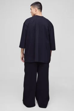 New boohooMAN Extreme Oversized Extended Neck Heavy Weight T-shirt black