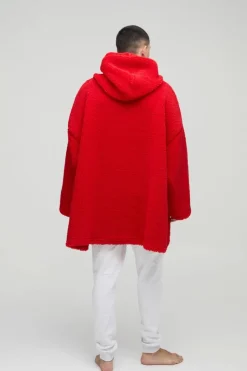 Sale boohooMAN Extreme Oversized Fleece Hoodie red