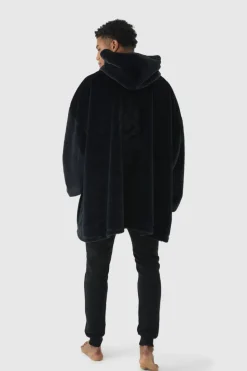 Sale boohooMAN Extreme Oversized Zip Fleece Hoodie black