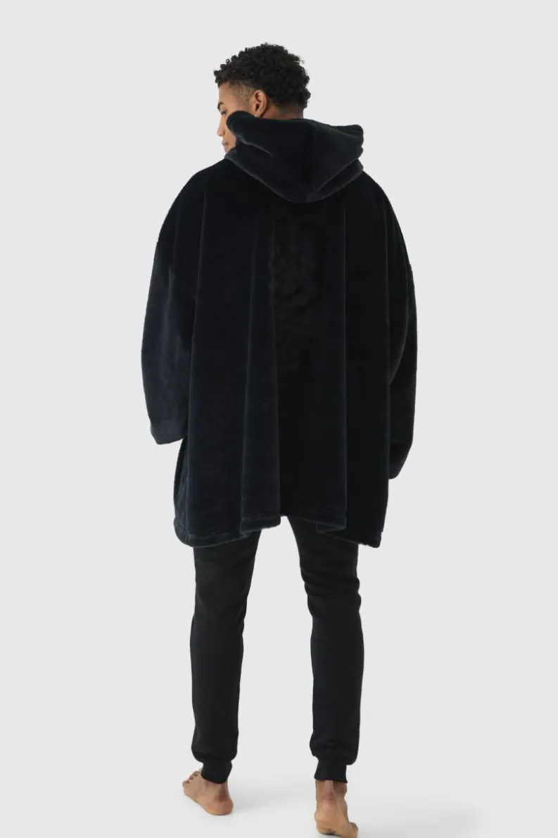 Sale boohooMAN Extreme Oversized Zip Fleece Hoodie black
