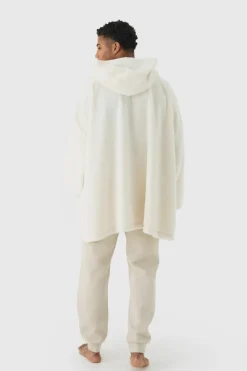 New boohooMAN Extreme Oversized Zip Fleece Hoodie beige