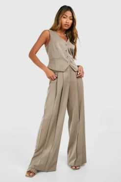 Clearance boohoo Extreme Pleat Wide Leg Trousers taupe