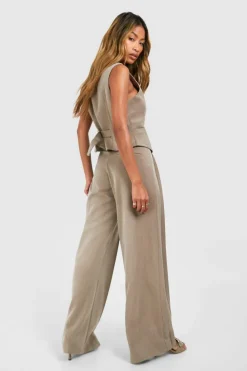 Clearance boohoo Extreme Pleat Wide Leg Trousers taupe
