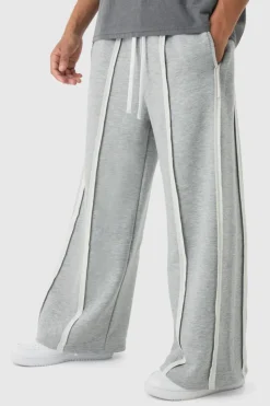 Fashion boohooMAN Extreme Wide Leg Exposed Seam Jogger grey marl