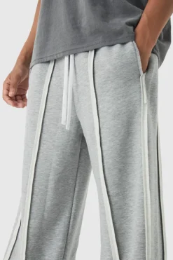 Fashion boohooMAN Extreme Wide Leg Exposed Seam Jogger grey marl