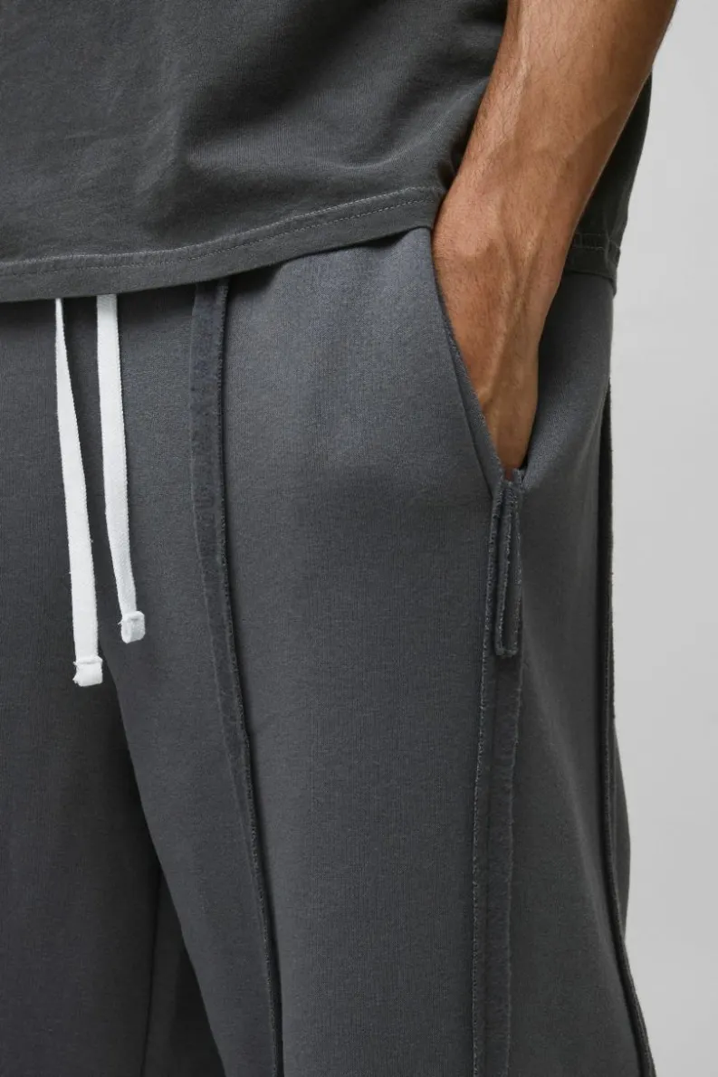 Sale boohooMAN Extreme Wide Leg Exposed Seam Jogger charcoal
