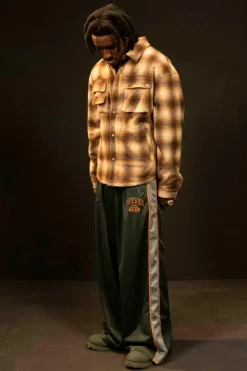 Best boohooMAN Extreme Wide Leg Graphic Tricot Joggers forest