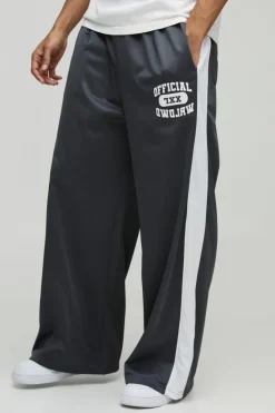 Outlet boohooMAN Extreme Wide Leg Graphic Tricot Joggers grey