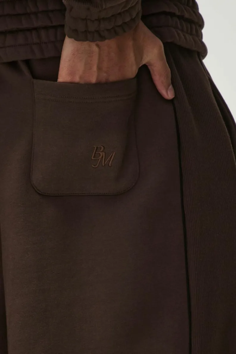 Flash Sale boohooMAN Extreme Wide Leg Heavy Rib Panelled 3D Embroidered Joggers chocolate