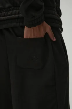 Sale boohooMAN Extreme Wide Leg Heavy Rib Panelled 3D Embroidered Joggers black