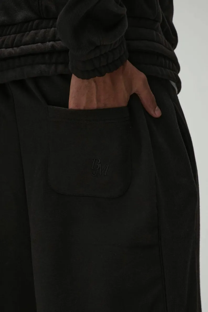 Sale boohooMAN Extreme Wide Leg Heavy Rib Panelled 3D Embroidered Joggers black