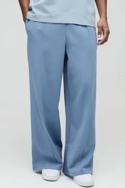 Discount boohooMAN Extreme Wide Leg Heavyweight Interlock Jogger dusty blue