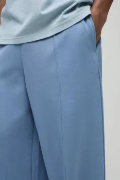 Discount boohooMAN Extreme Wide Leg Heavyweight Interlock Jogger dusty blue