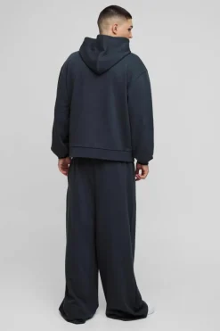 Cheap boohooMAN Extreme Wide Leg Heavyweight Jogger charcoal