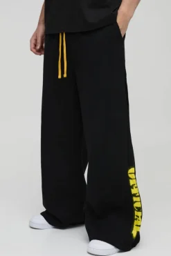 Hot boohooMAN Extreme Wide Leg Official Pleated Gusset Jogger black