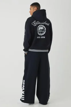 New boohooMAN Extreme Wide Leg Pleated Gusset Jogger black