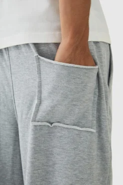 Fashion boohooMAN Extreme Wide Leg Raw Edge Loopback Jogger grey marl