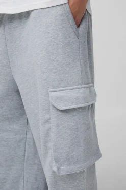 Flash Sale boohooMAN Extreme Wide Leg Raw Edge Loopback Cargo Jogger grey marl