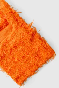 Cheap boohooMAN Eyelash Knit Face Covering in orange