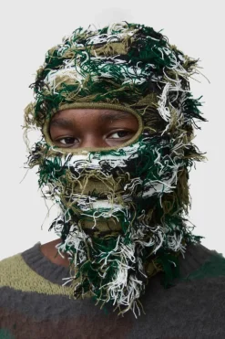 Clearance boohooMAN Eyelash Knit Face Covering in black