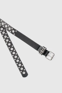 Discount boohooMAN Eyelet Belt in black