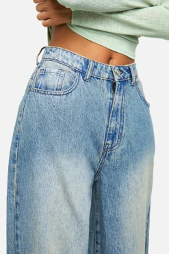 Store boohoo Faded Wide Leg Jeans vintage blue