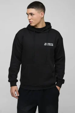 Cheap boohooMAN Faith Over Fear Text Puff Print Graphic Hoodie black