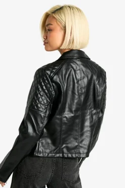 Best Sale boohoo Faux Leather Biker Jacket black