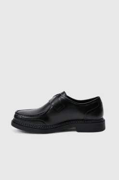 Flash Sale boohooMAN Faux Leather Derby Shoes With Western Buckle In black