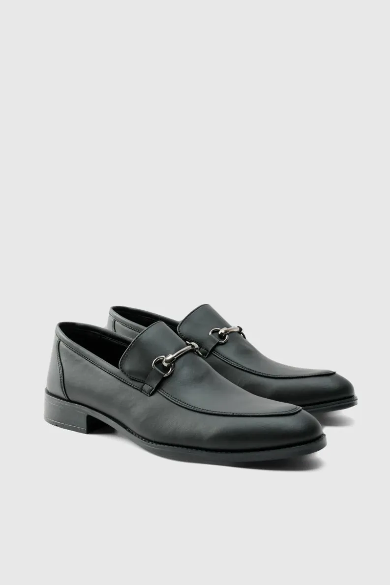 Best Sale boohooMAN Faux Leather Suede snaffle loafer black