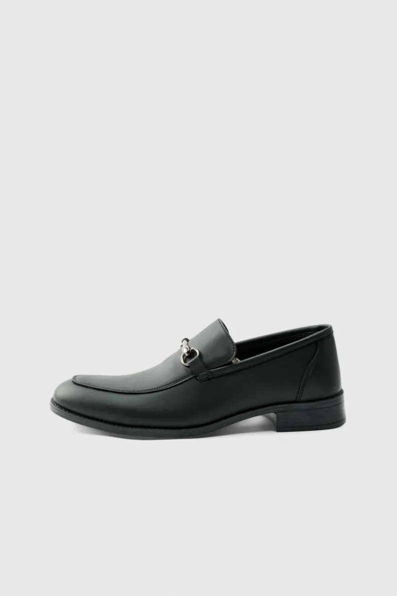 Best Sale boohooMAN Faux Leather Suede snaffle loafer black