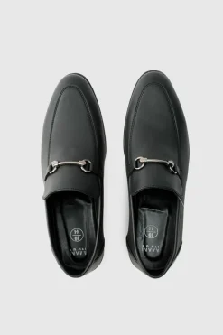 Best Sale boohooMAN Faux Leather Suede snaffle loafer black