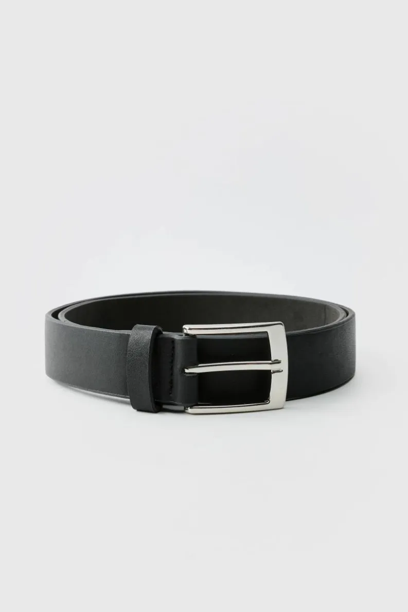 Fashion boohooMAN Faux Leather Textured Belt With Silver Buckle black