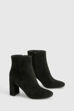 Cheap boohoo Faux Suede Block Heeled Ankle Boot black