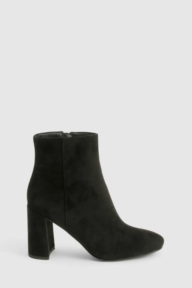 Cheap boohoo Faux Suede Block Heeled Ankle Boot black