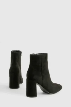 Cheap boohoo Faux Suede Block Heeled Ankle Boot black