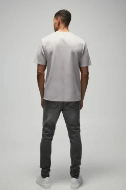 Shop boohooMAN Faux Suede Brushed T-shirt stone