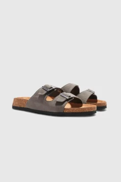 Store boohooMAN Faux Suede Buckle Sandal taupe