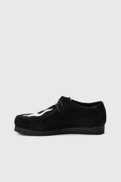 Clearance boohooMAN Faux Suede Flame Apron Front Shoes In black