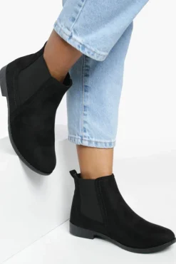 Clearance boohoo Faux Suede Flat Chelsea Boots black