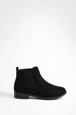 Clearance boohoo Faux Suede Flat Chelsea Boots black